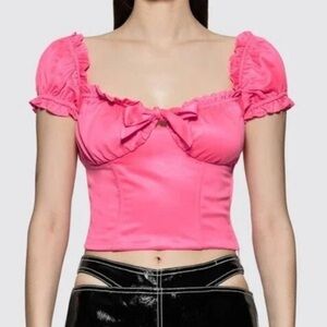 I.AM.GIA Naomi Ruffle Bustier Top Pink Cropped Top Size Medium